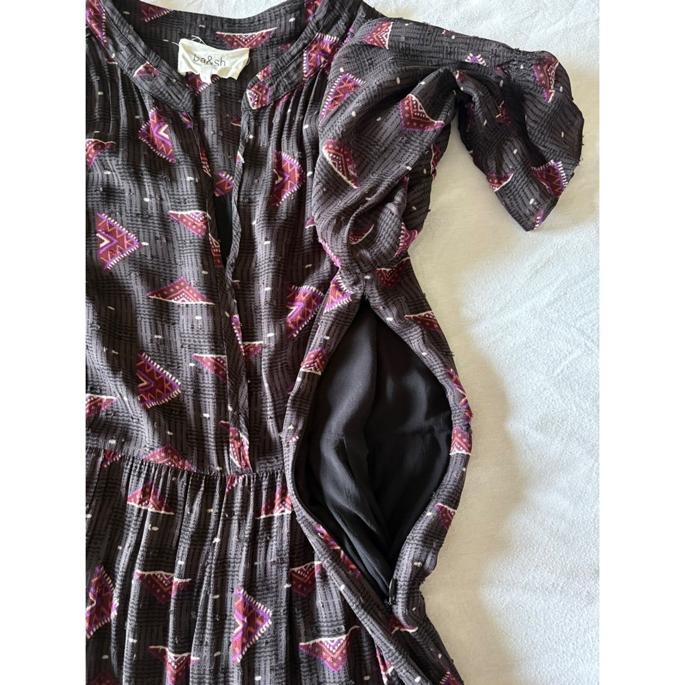 ba&sh Calliope Midi Dress S Geometric Tiered Boho French Chic Contemporary Mod - Picture 6 of 10